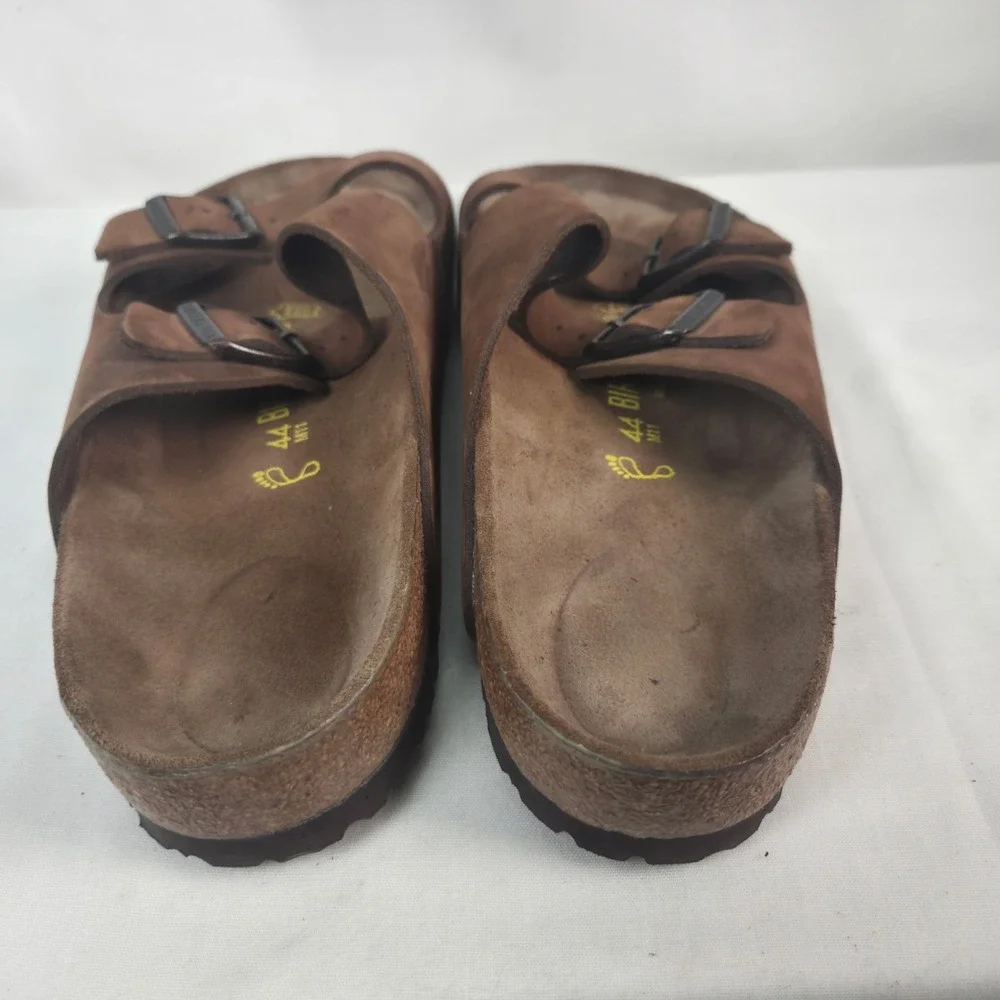 Birkenstock Arizona Men's Brown Suede Buckle Slide Sandals Adjustable US 11